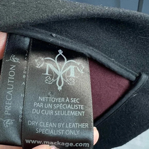 Mackage Black Wool Blend Double Breasted Pea Coat Military Designer Women’s XS - Picture 7 of 15